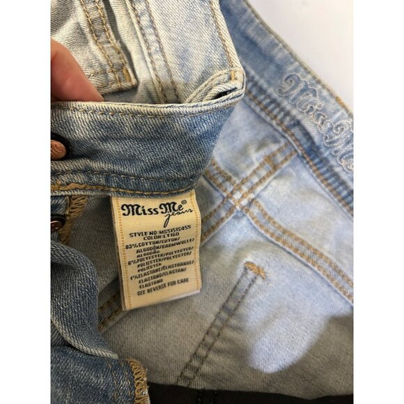 Miss me skinny Jeans raw hem light wash button fly Women's size 28 distressed - Picture 8 of 13